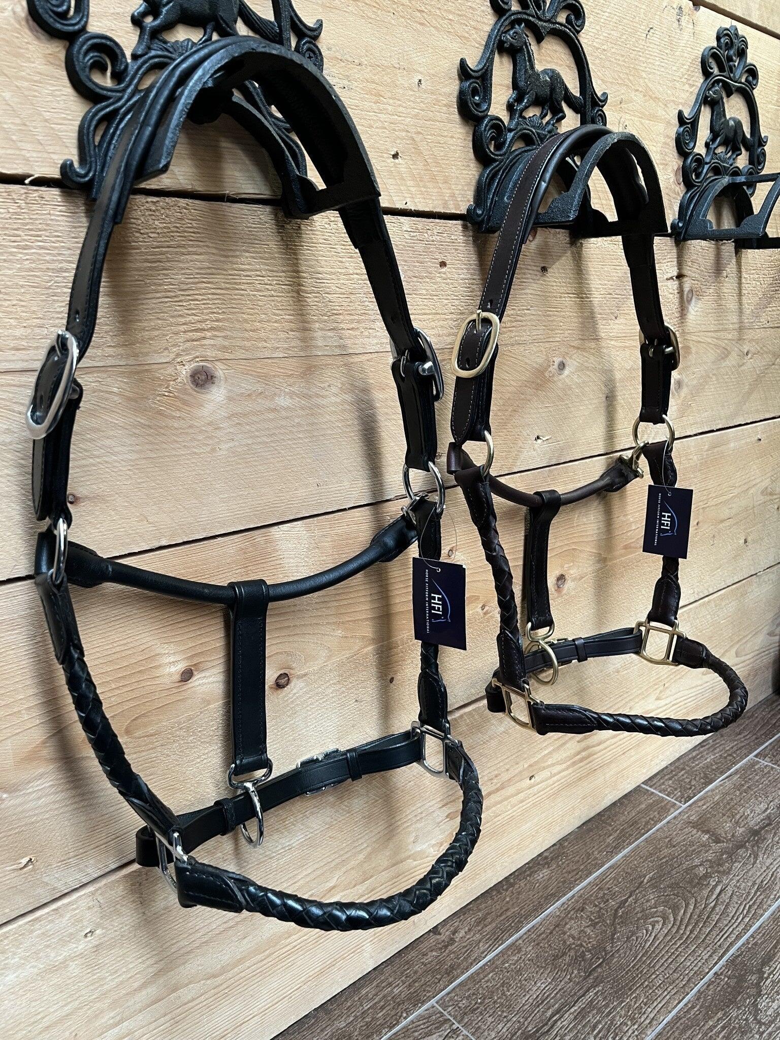 Cavezza in cuoio per cavalli HFI Braided 4/5