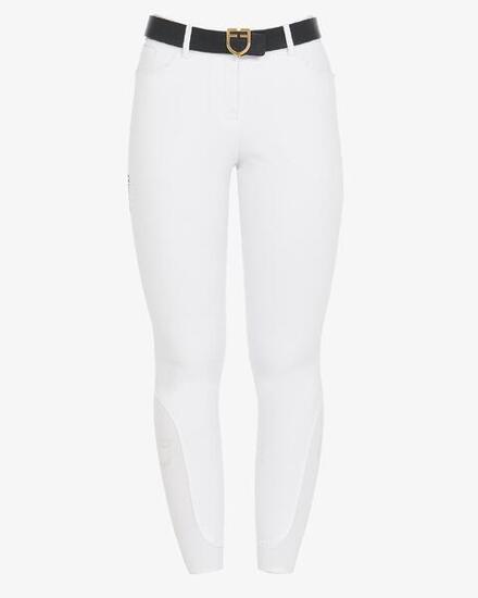 Equestro Dames Zomer Rijbroek Zenda Knie Grip Wit -