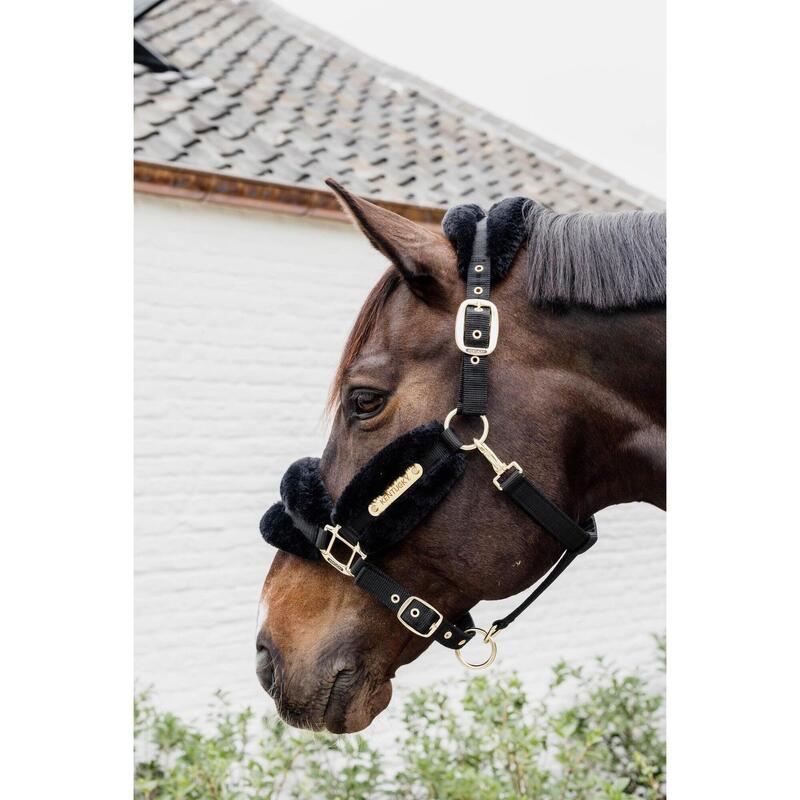 Kentucky Nylon Sheepskin Halter Soft Zwart -