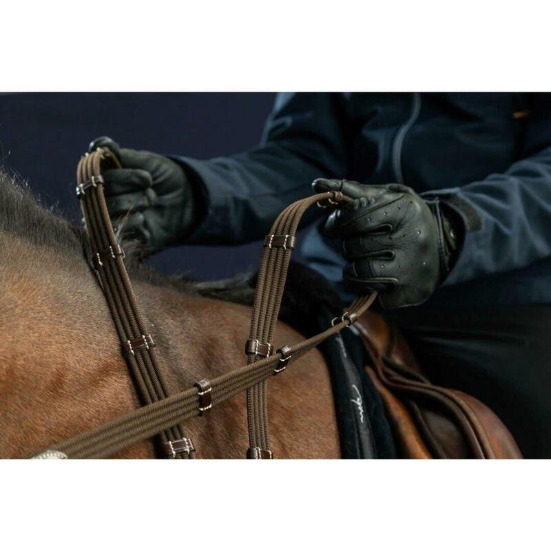 Dy'on 5/8 Web Reins With 9 Leather Loops Zwart -