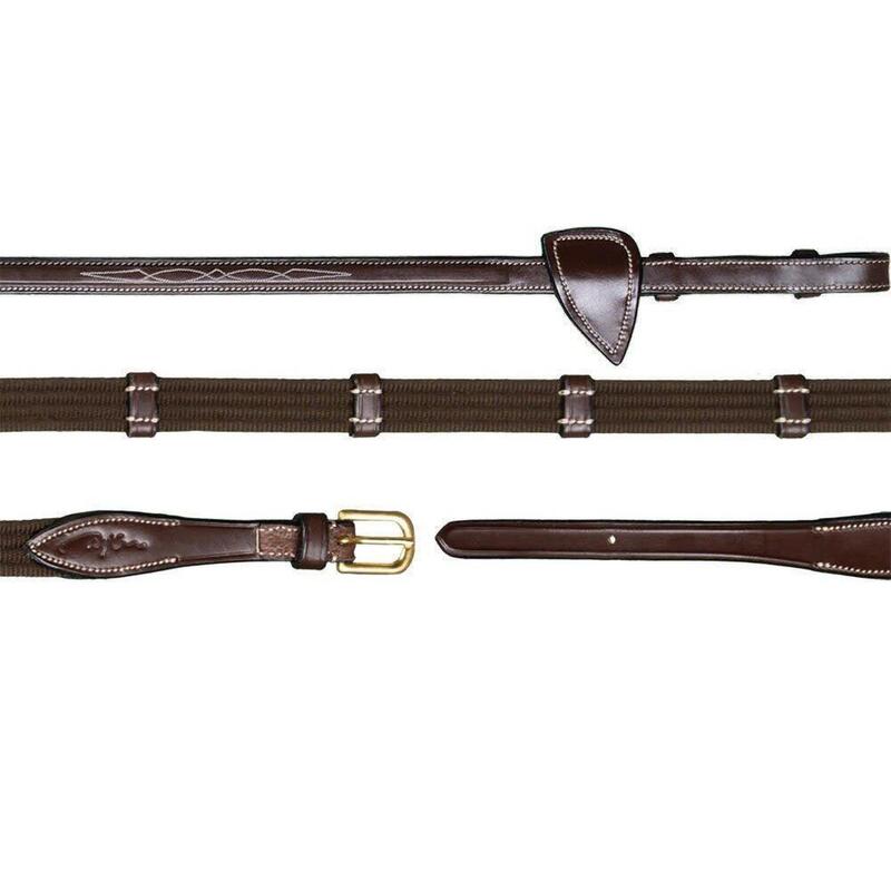 Dy'on 5/8 Web Reins With 9 Leather Loops Zwart -