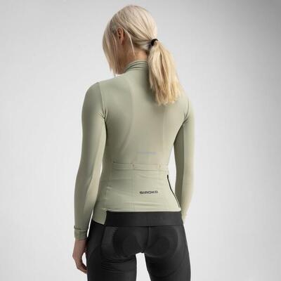 Dames fietsen thermo wielershirt met lange mouwen m7 erbe groen