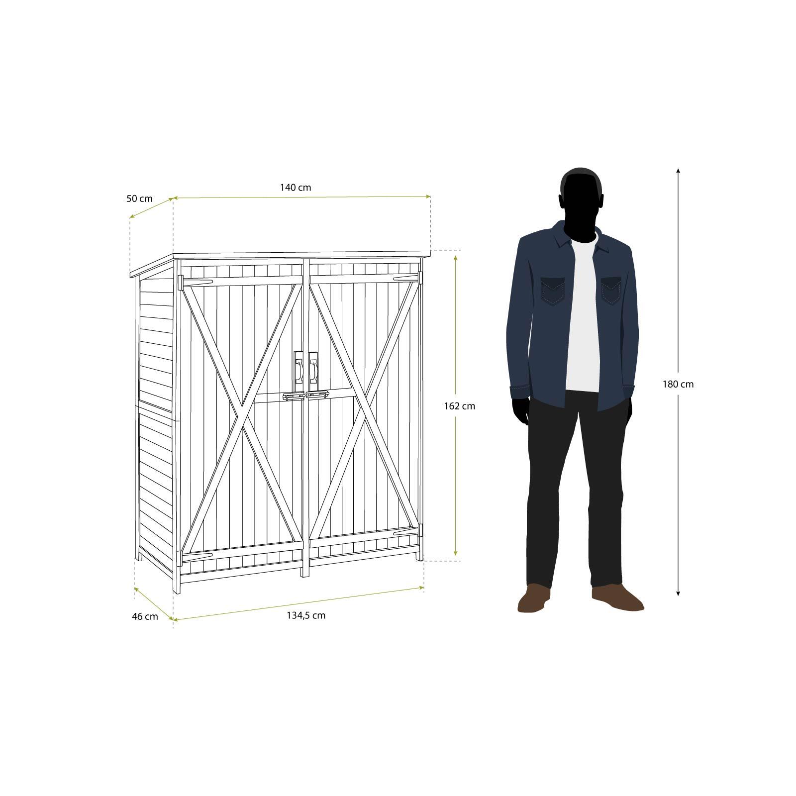 Caseta Armario Gardiun Sundy 140x52x162 cm Madera Maciza para Exterior 4/5