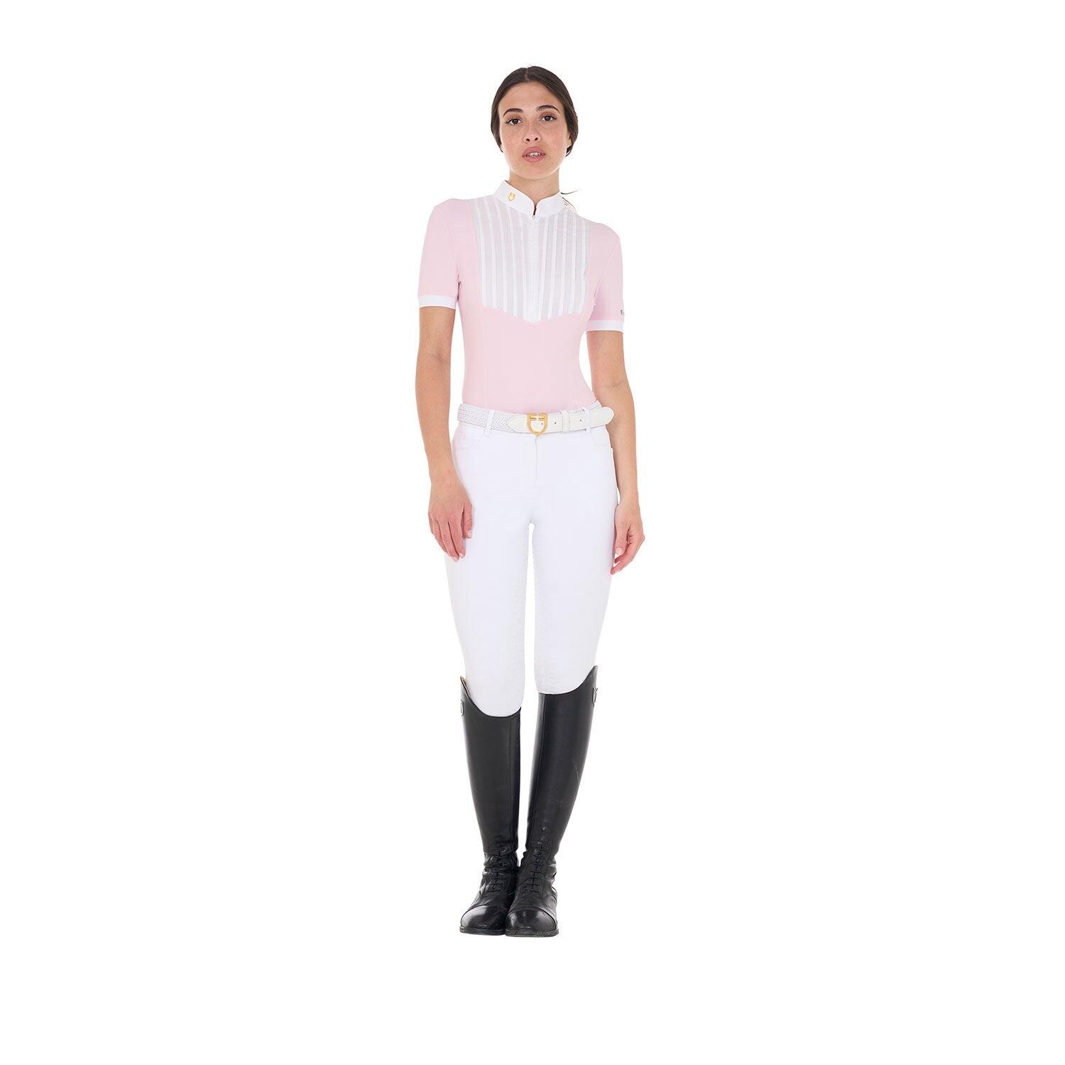Equestro Dames Slim Fit Pleated Polo Ss25 Roze - 5/5
