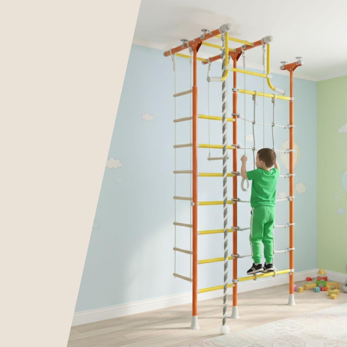 Enfant espalier de gymnastique intérieur filet d'escalade Merkury 2 Orange 2/7