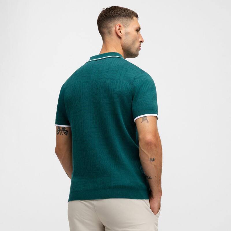 Pánská pletená ová polokošile Trevino Teal