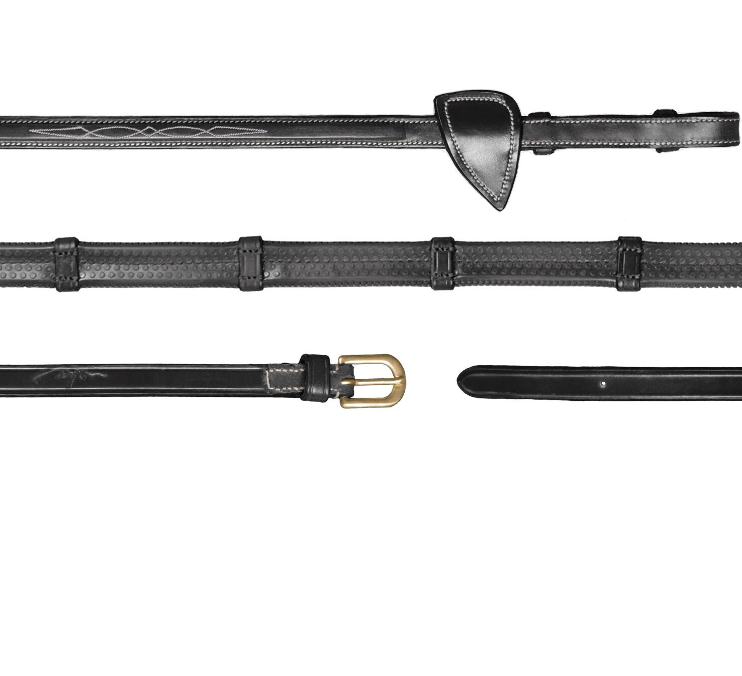 Dy\'on 1/2 (13mm)  Rubber Teugels Met 7 Leder Stops Zwart -