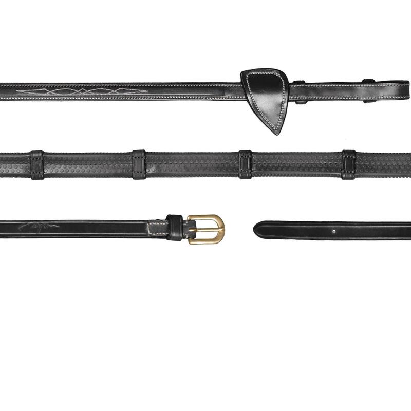 Dy'on 1/2 (13mm)  Rubber Teugels Met 7 Leder Stops Zwart -
