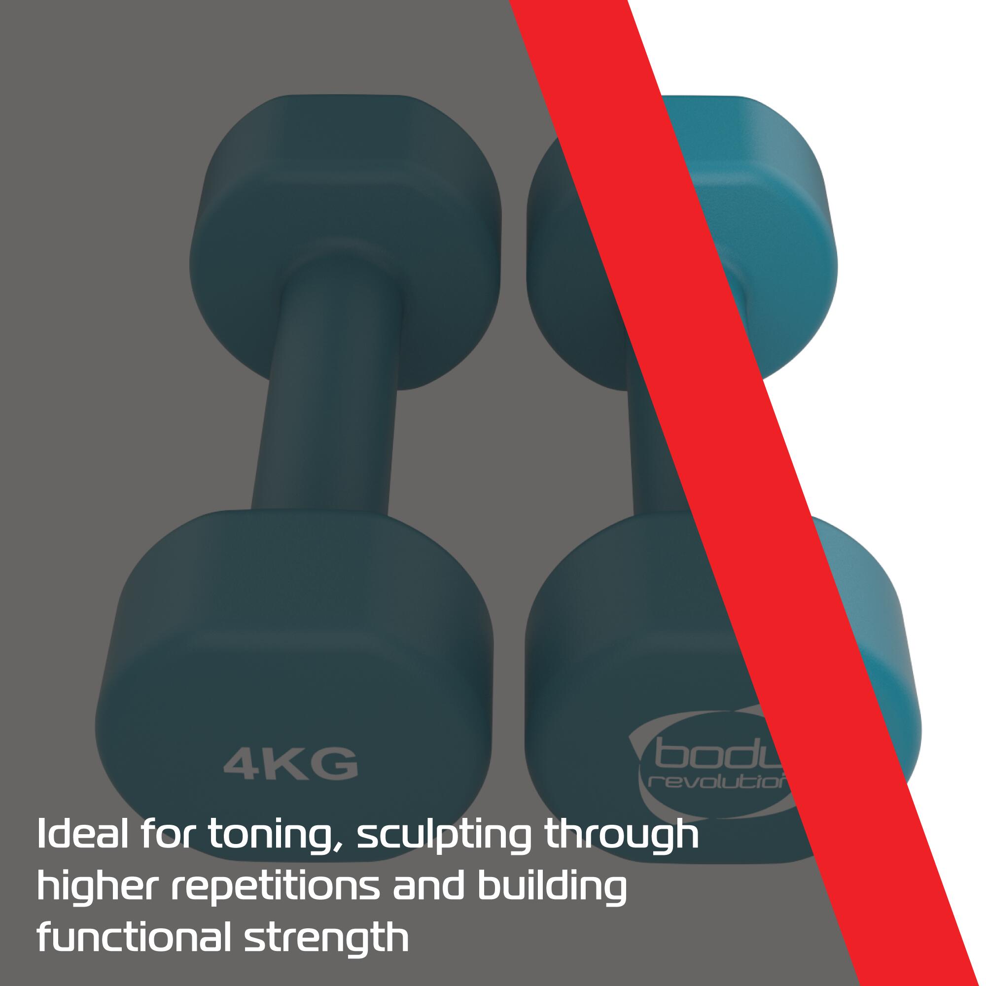 Body Revolution 2 x 4kg Neopreen Dumbbells 6/6