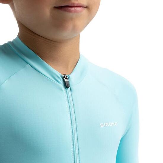 Maillot vélo manches courtes garçon Cyclisme Enfants K-Core Nature Light Blue