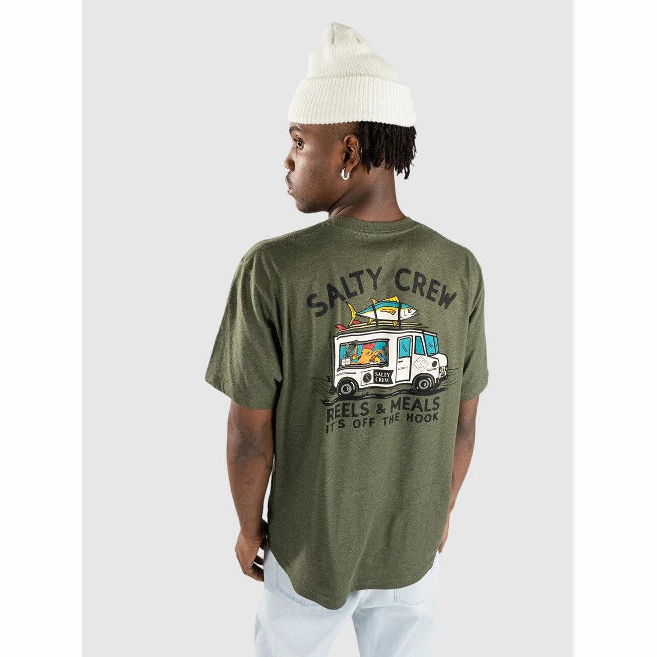 Salty Crew - T-shirt Salty Crew Reels & Meals Gris Forêt - T-shirt Manches Courtes - Gris - Decathlon
