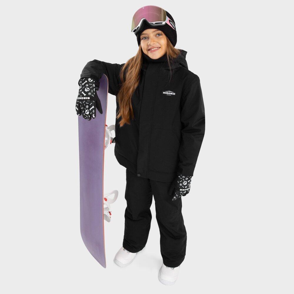 Kinder Wintersport Snowboardjacke für Mädchen KW1-G Rebel Schwarz 4/7