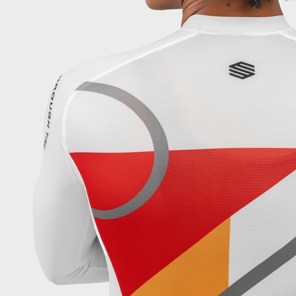 Heren Fietsen wielershirt lange mouw M2 Finish Line Wit 5/7