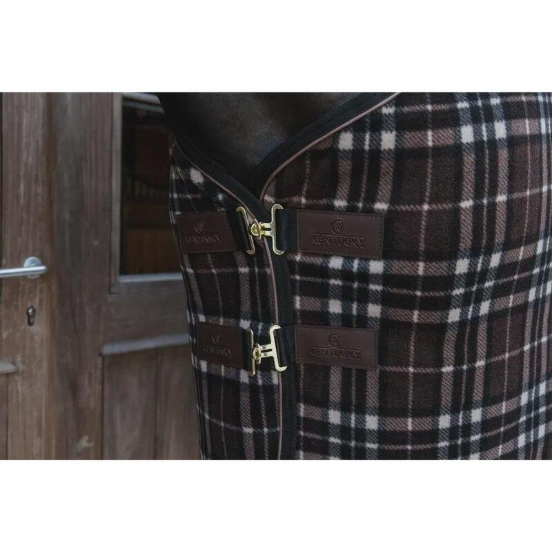 Kentucky Fleece Paardendeken Heavy Check Printing Brown  -