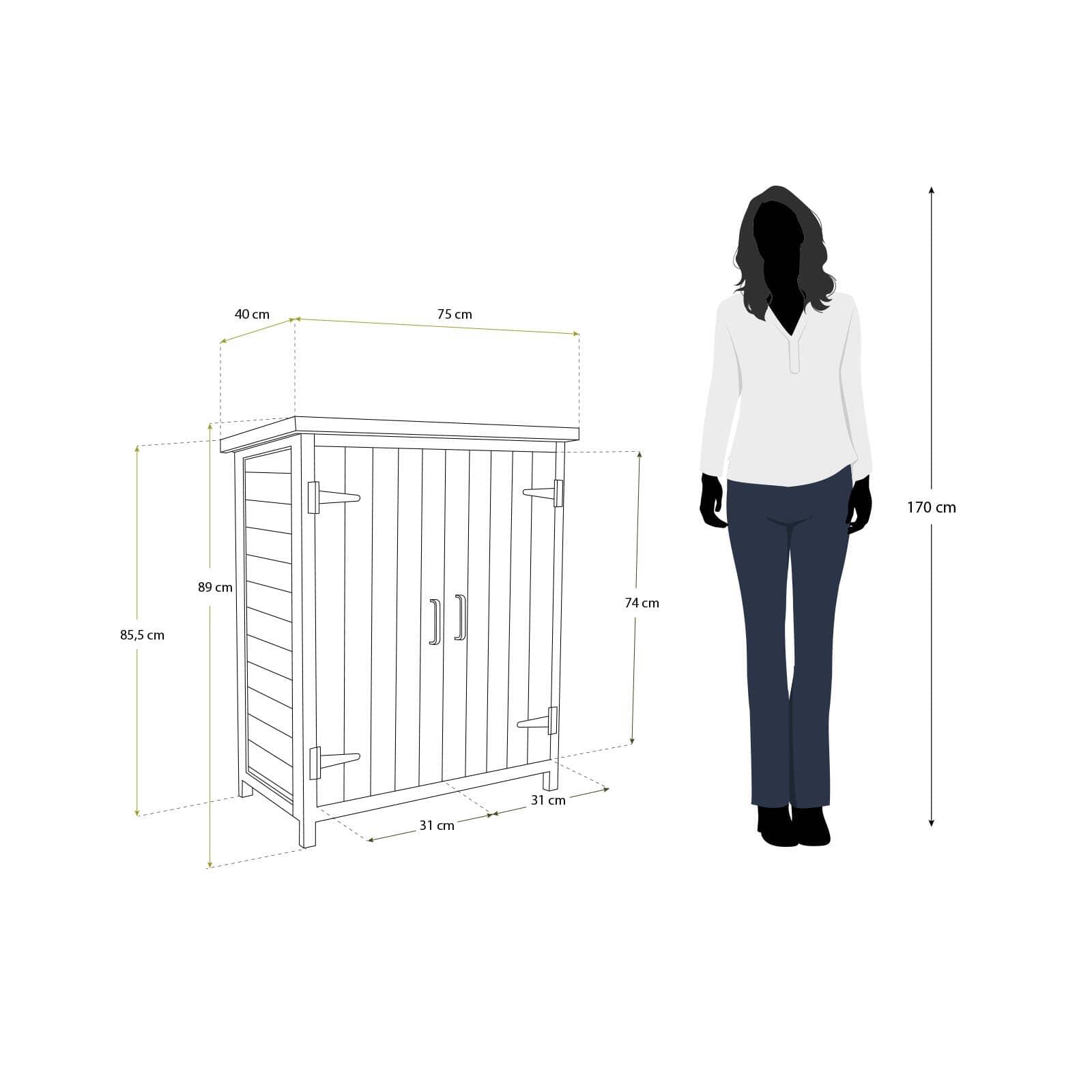 Armario Multiusos para Jardín Gardiun Abby 40x75x90 cm en Madera con 2 Capas de 4/5