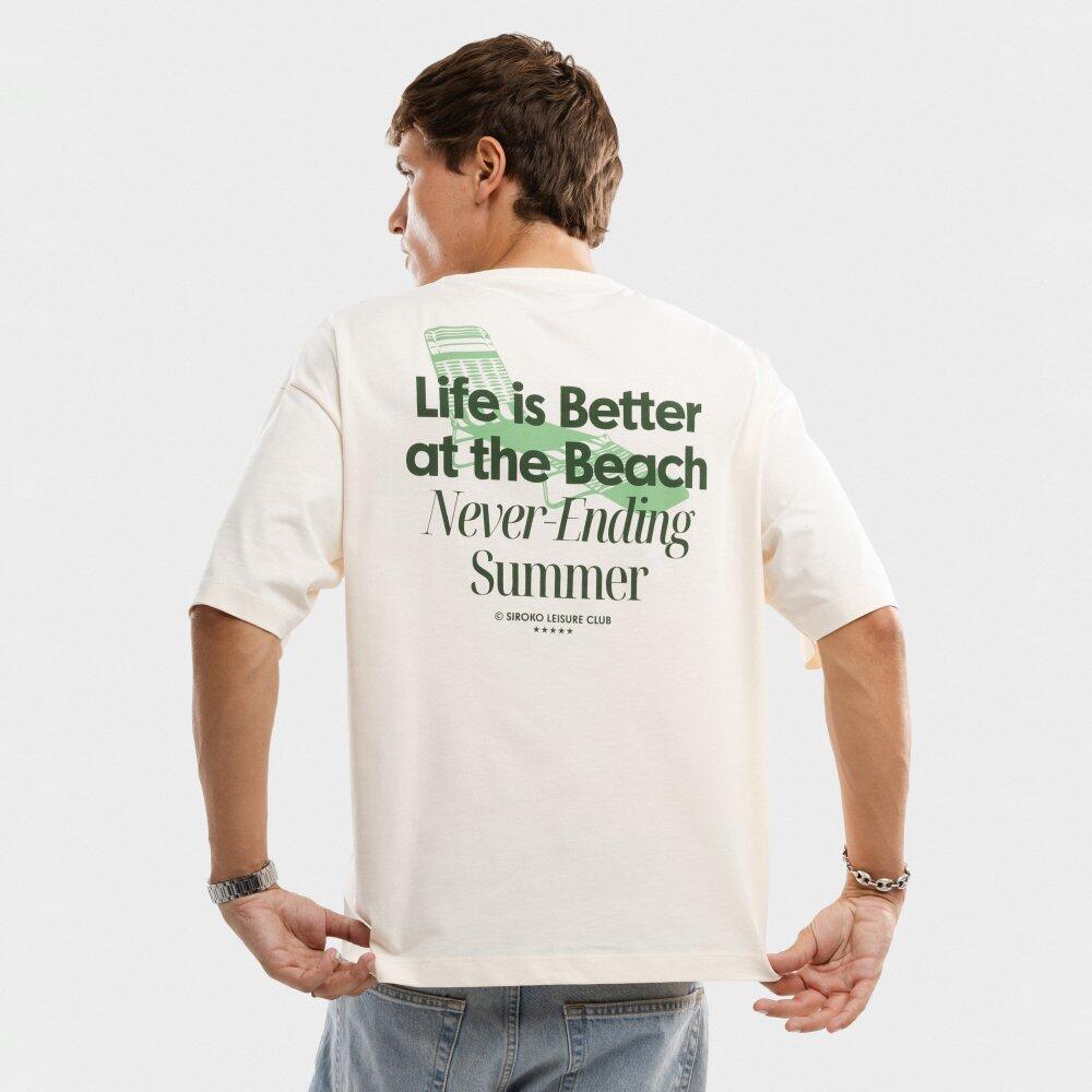 Camiseta manga corta algodón orgánico hombre lifestyle Life Sand Beige 6/6