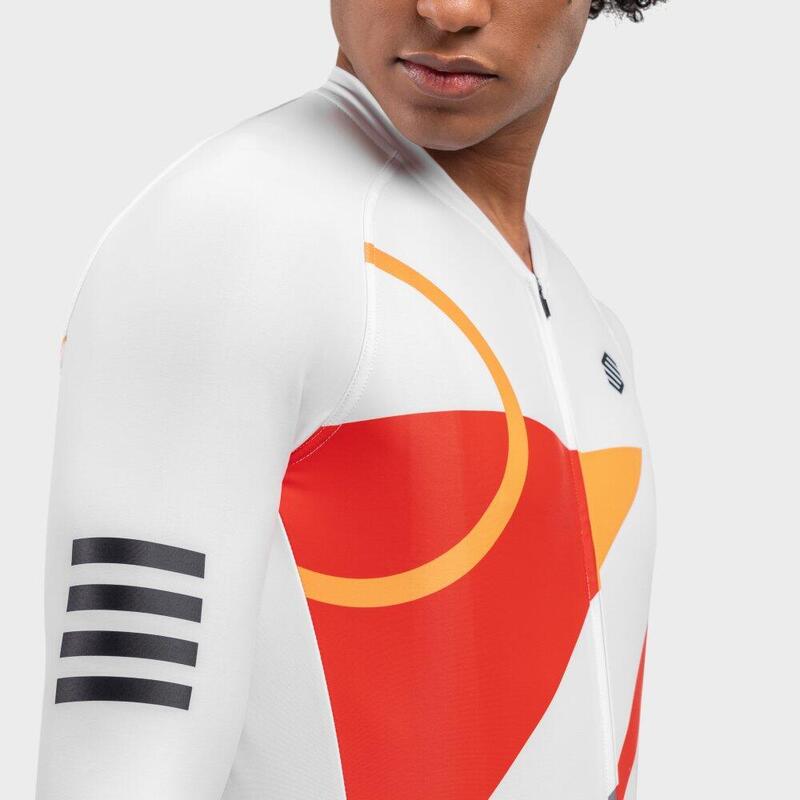 Men Cycling 's long sleeve jersey M2 Finish Line White