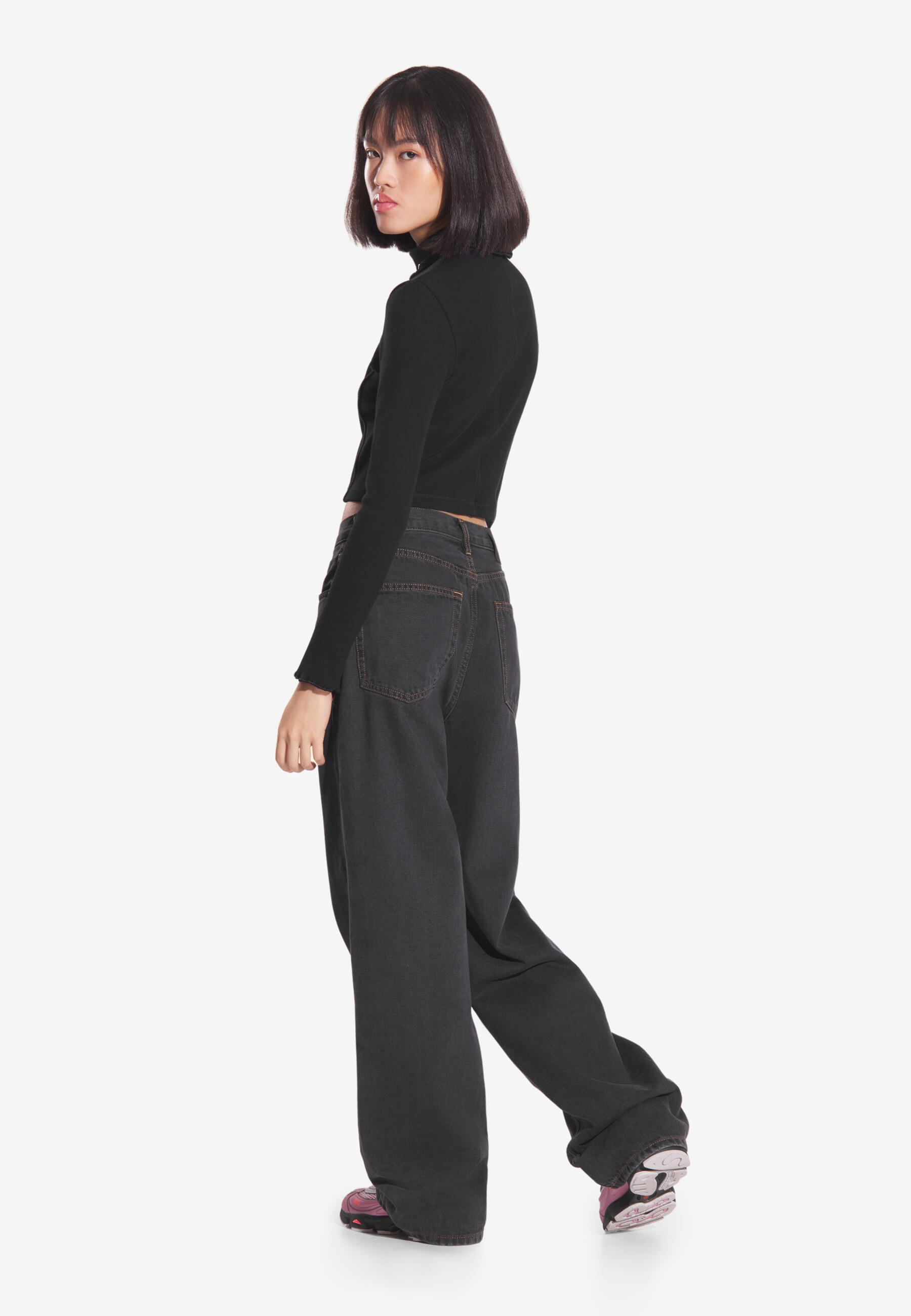 Koszulka sportowa damska Prosto Turtleneck Ribbed z długim rękawem 3/6