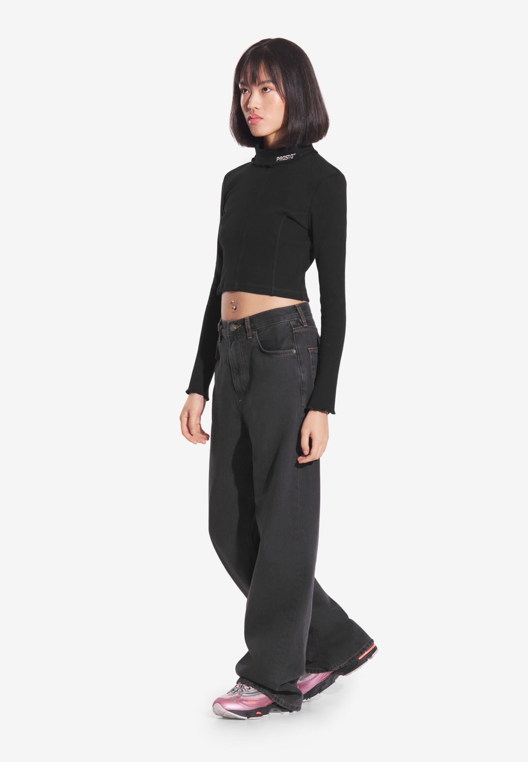 Koszulka sportowa damska Prosto Turtleneck Ribbed z długim rękawem 2/6
