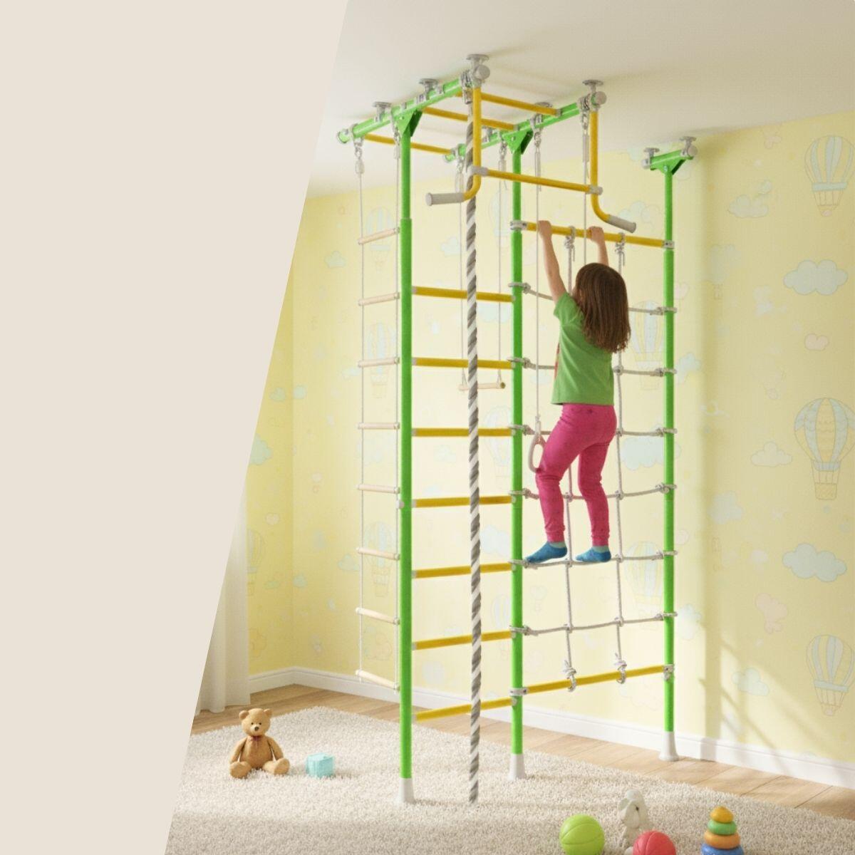 Infantil espaldera de gimnasia interior red de escalada Merkury 2 Verde Claro 2/7