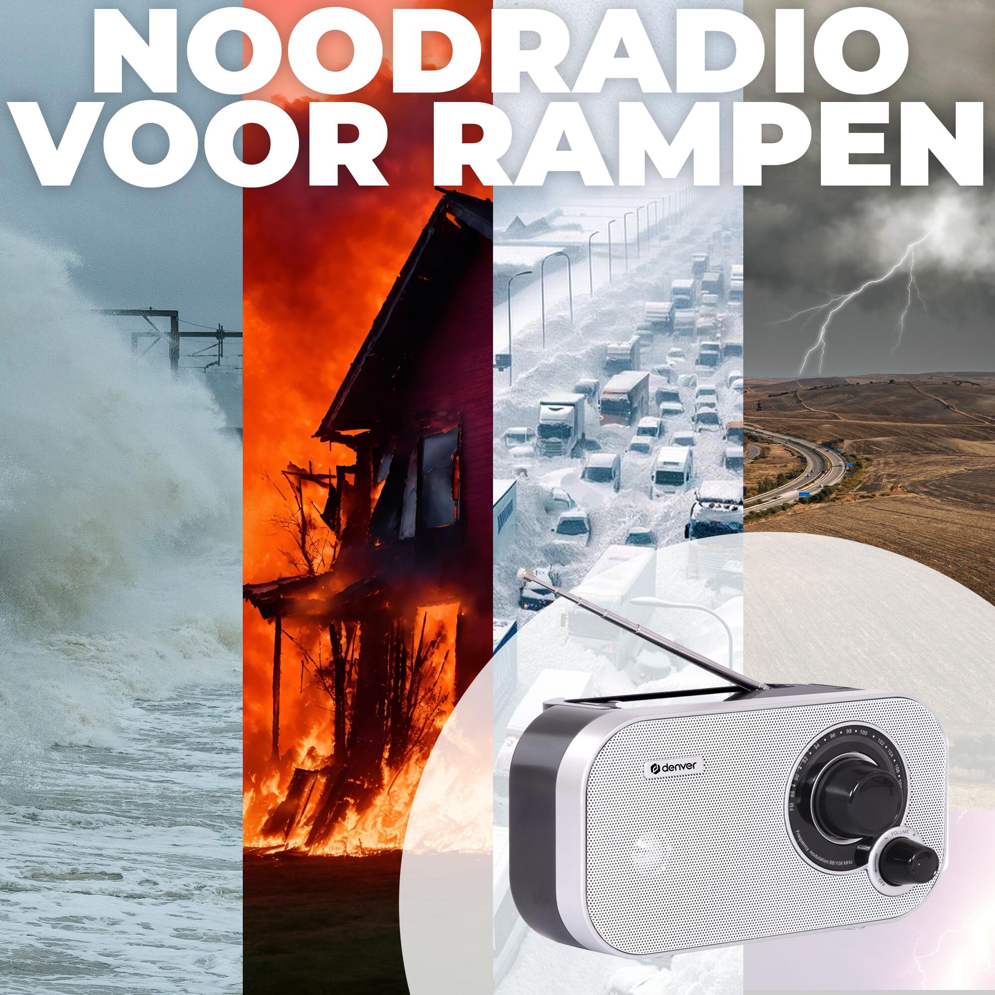 FM radio - Noodradio - Draagbaar - Werkt op batterijen of netstroom - TR51G 7/7