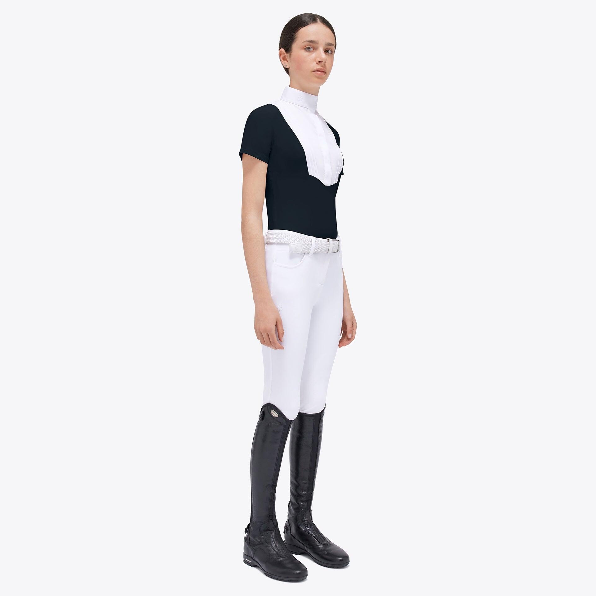Cavalleria Toscana Young Rider Jersey Wedstrijd Shirt With Bib Wit - 5/6