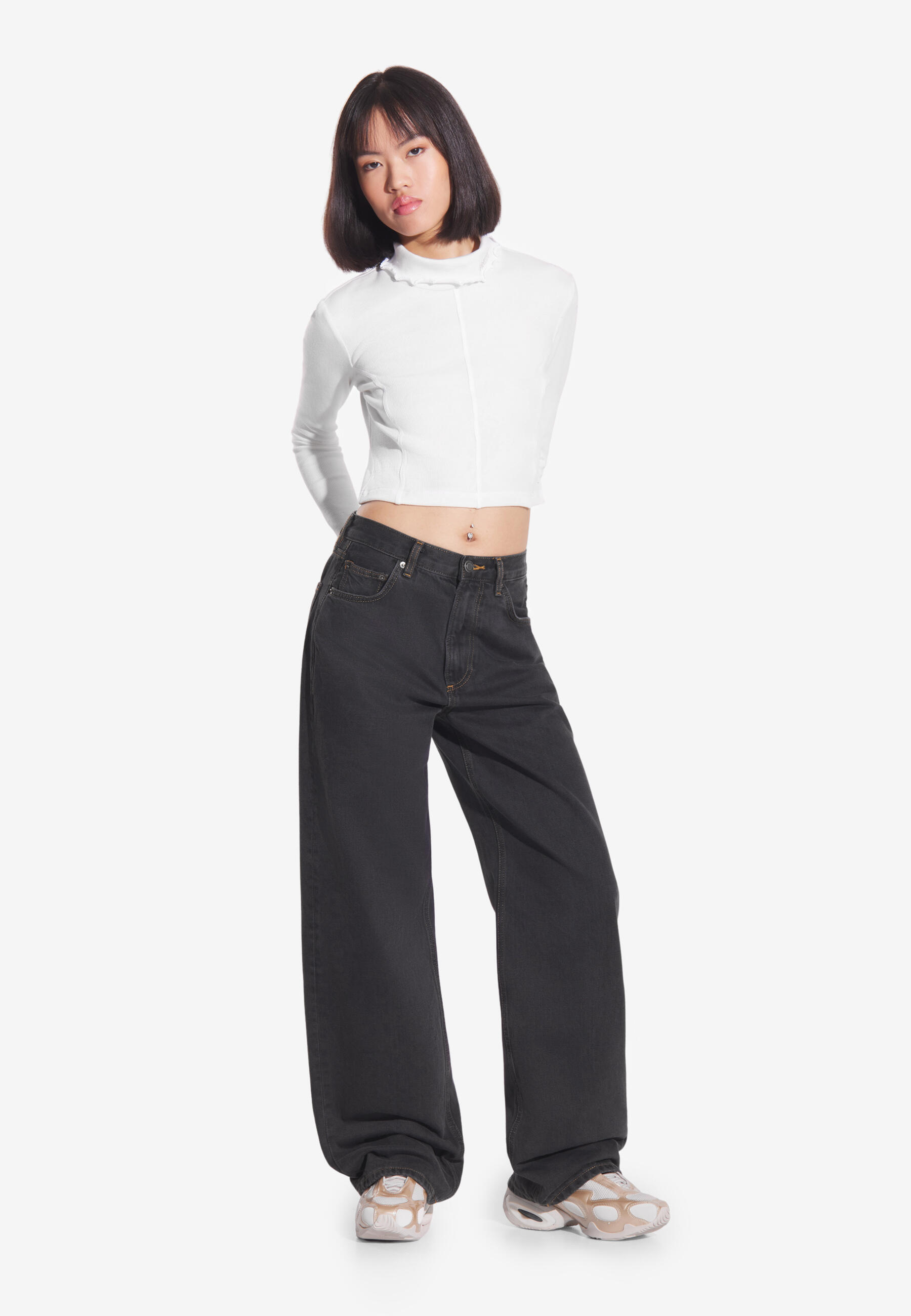 Koszulka sportowa damska Prosto Turtleneck Ribbed z długim rękawem