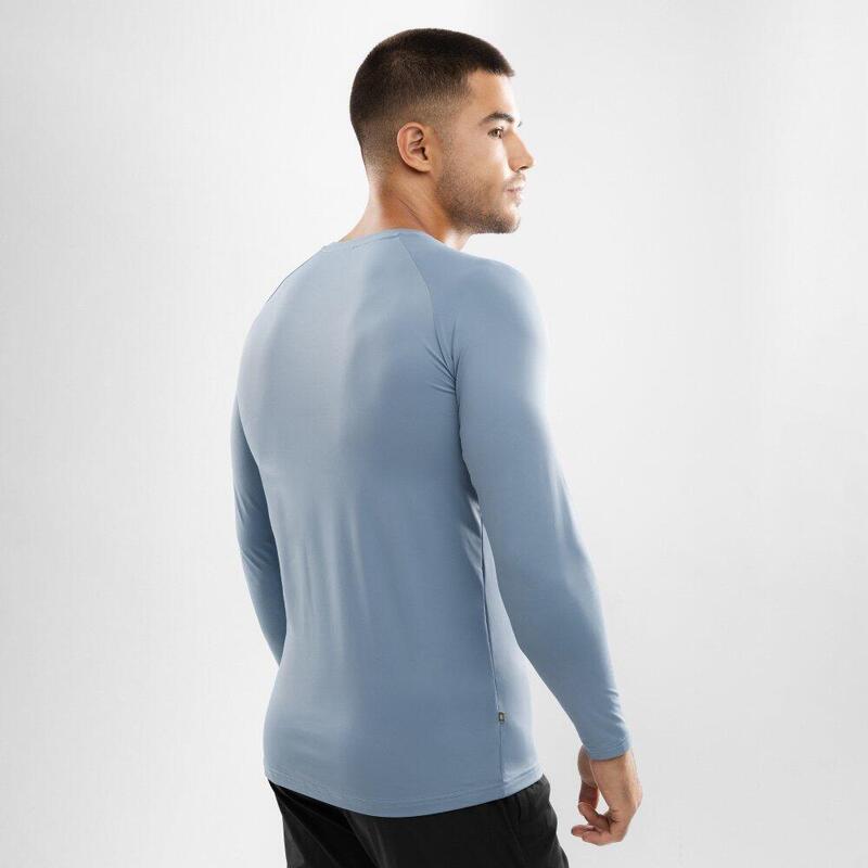 Tricou cu mânecă lungă de antrenament pentru bărbați Aqua Albastru
