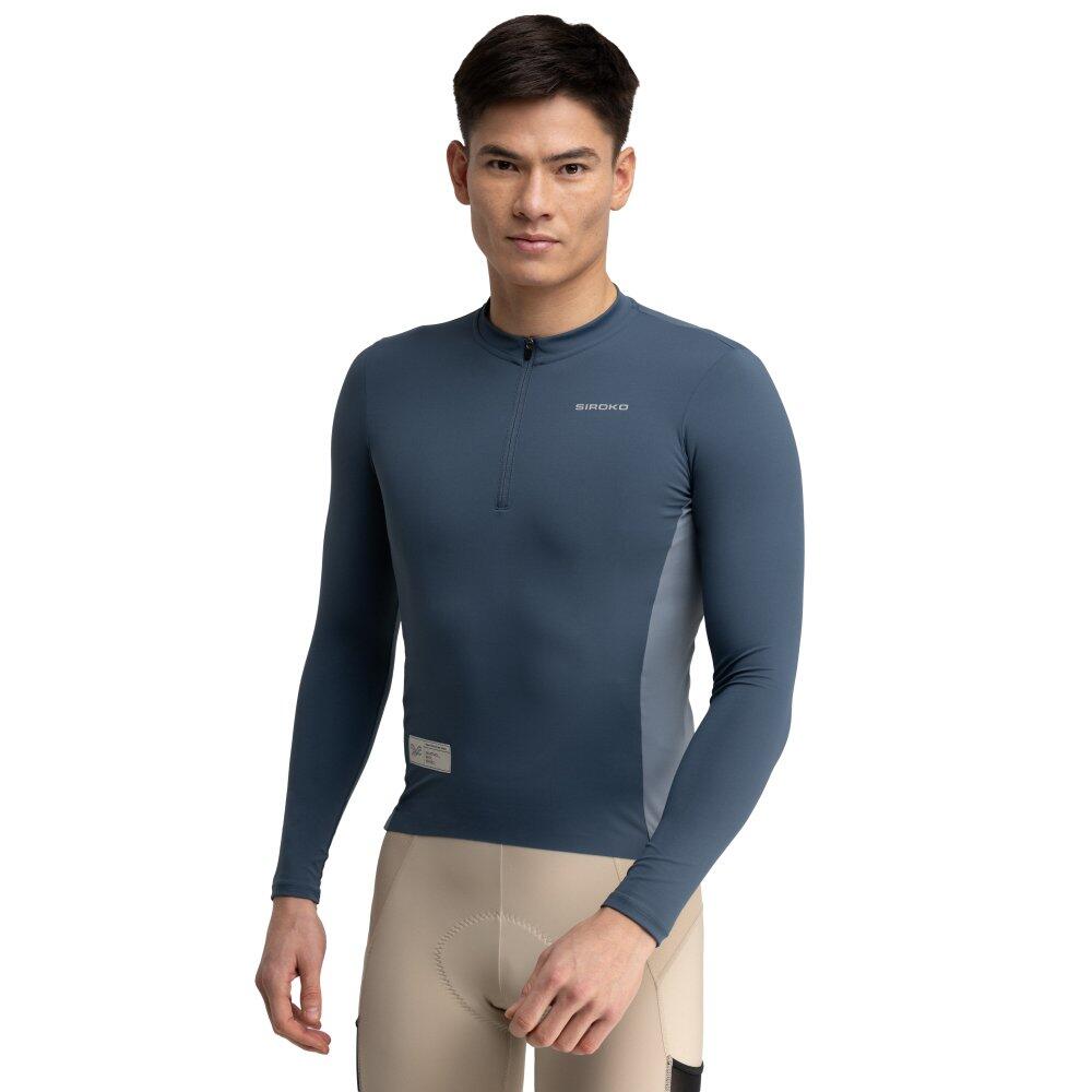 SIROKO Maglia da ciclismo gravel a maniche lunghe da uomo GM3 Karakórum Blu