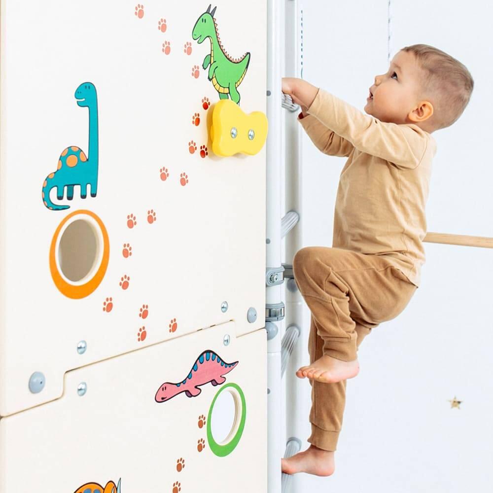 Kinderen Gymnastiek Sportraam met klimmuur en mat Kometa Next 1 Dino Wit/Geel 6/7