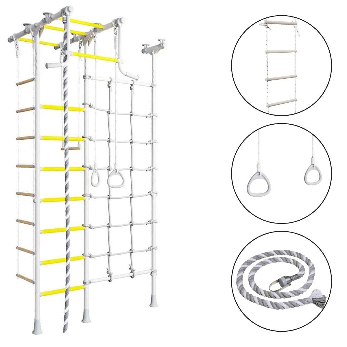 Kinder Gymnastik Sprossenwand mit Kletternetz Ringe Merkury 2 Provence 1/6