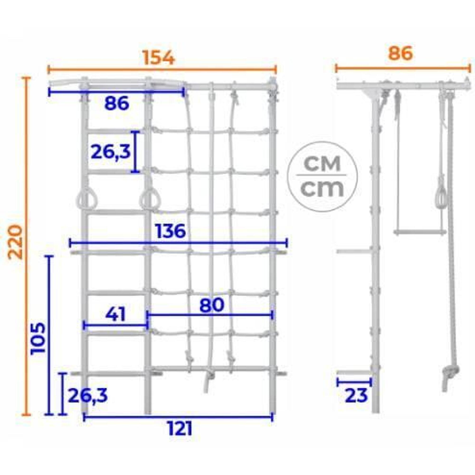 Copii Gimnastică Scară Fixă Fitness Metal cu Bară de Tracțiuni Kometa Next 5 Alb