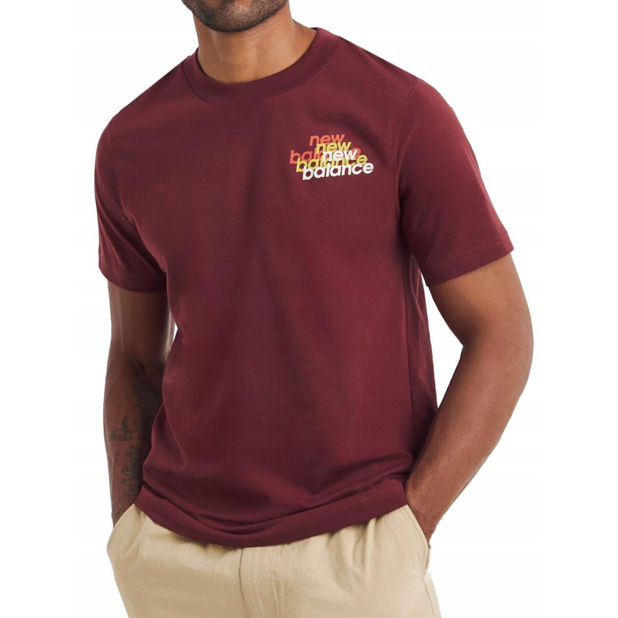 New Balance - Koszulka Męska T-shirt New Balance Mt53958mhb Bordowa Bawełniana Sportowa S - T-shirt Manches Courtes - Rouge - Decathlon
