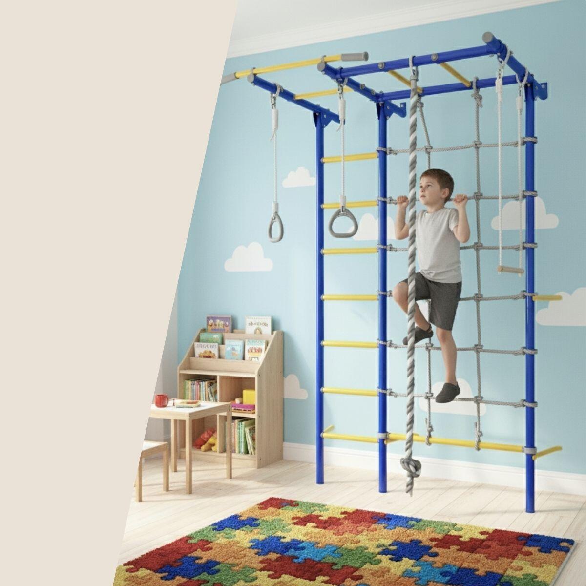 Enfants Gymnastique Espalier avec Filet Kometa Next 5 Bleu 2/7