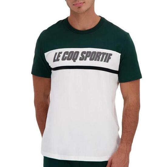 T-Shirt Vert/Blanc Homme Le Coq Sportif Contemporain
