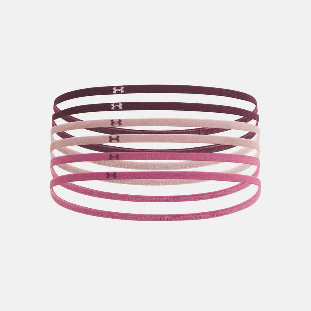 Pack of 6 Under Armour Mini Elastic Headbands Bordeaux, fuchsia and rose