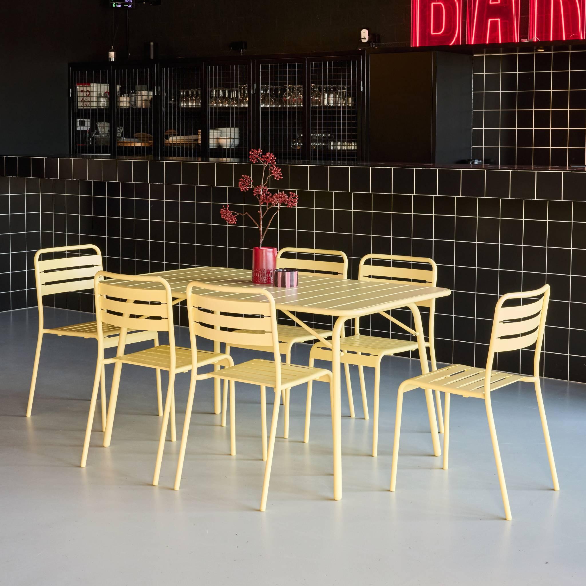 Mesa de jardim dobrável de metal 2 poltronas 4 cadeiras, Amarelo 3/5