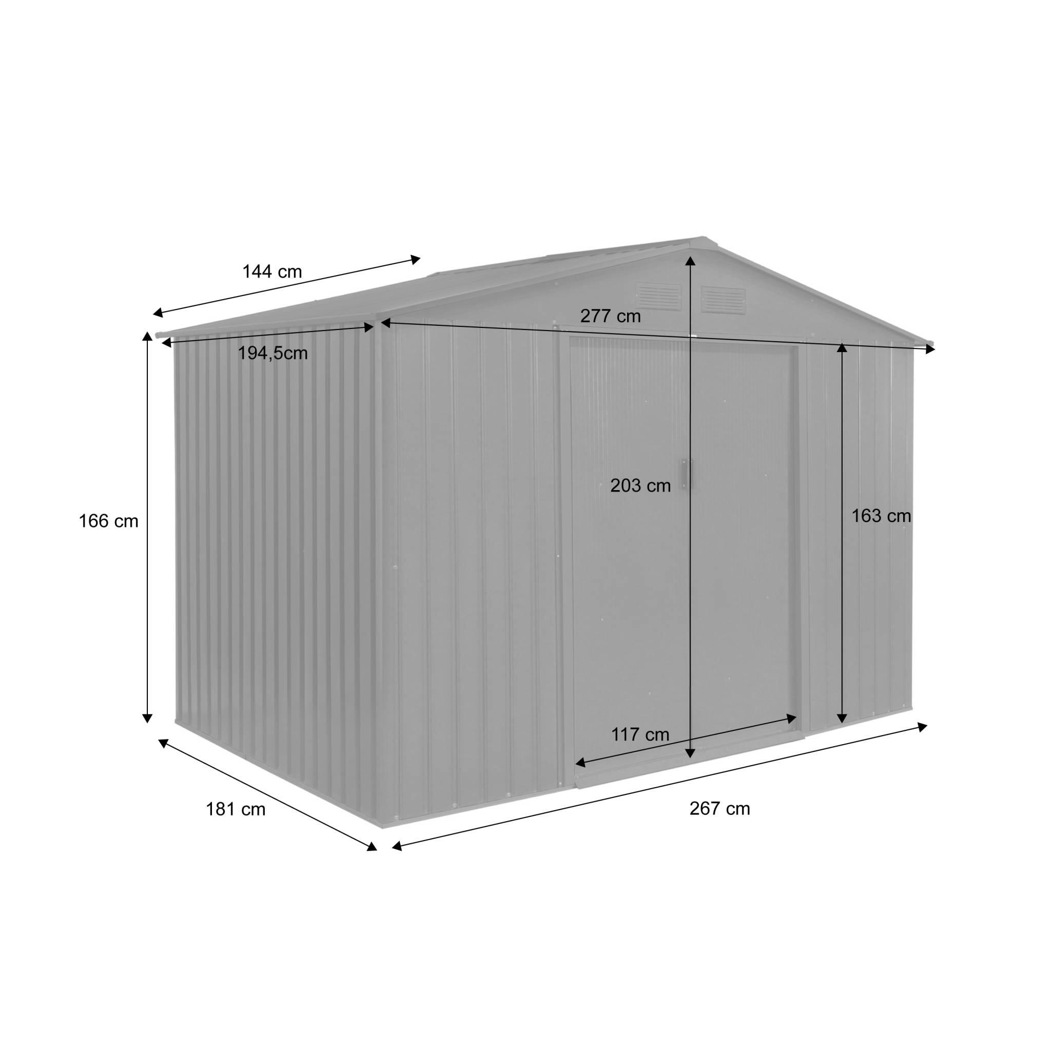Abrigo de jardim em metal com kit de ancoragem 5,29m², Antracite 4/6