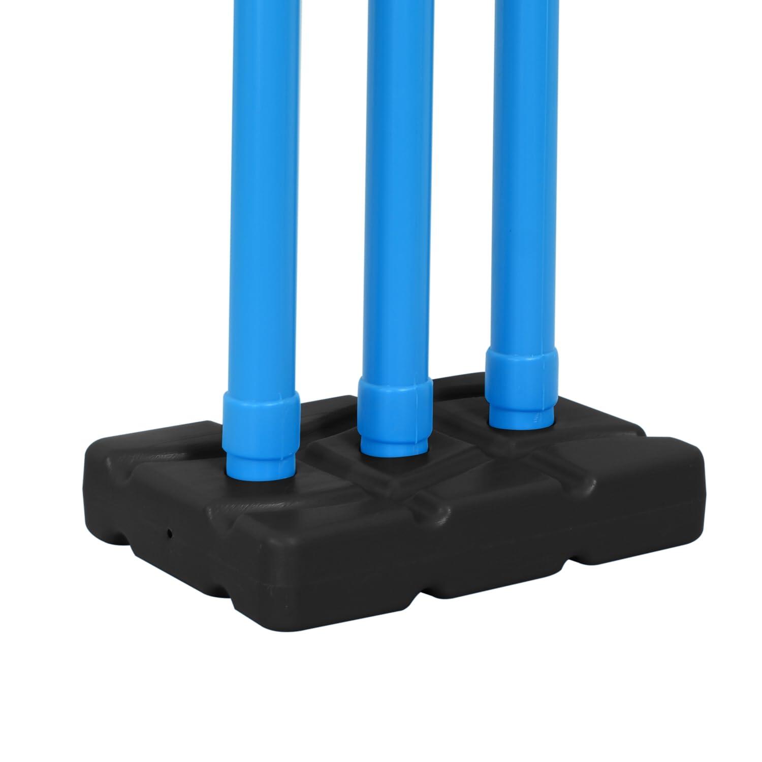 Cricket-Stumpfset aus Kunststoff, 3 Stümpfe, 2 Bails, 1 Sockel für Gartenspiel 3/4