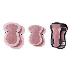 Set 3 protections enfant XS (coudes, genoux, poignets) - Rose pastel