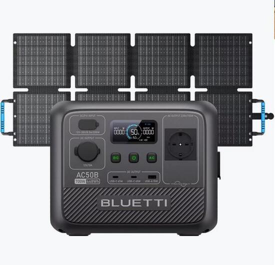 BLUETTI AC50B+60W 448Wh Generatore Solare per Lavoro Mobile Outdoor