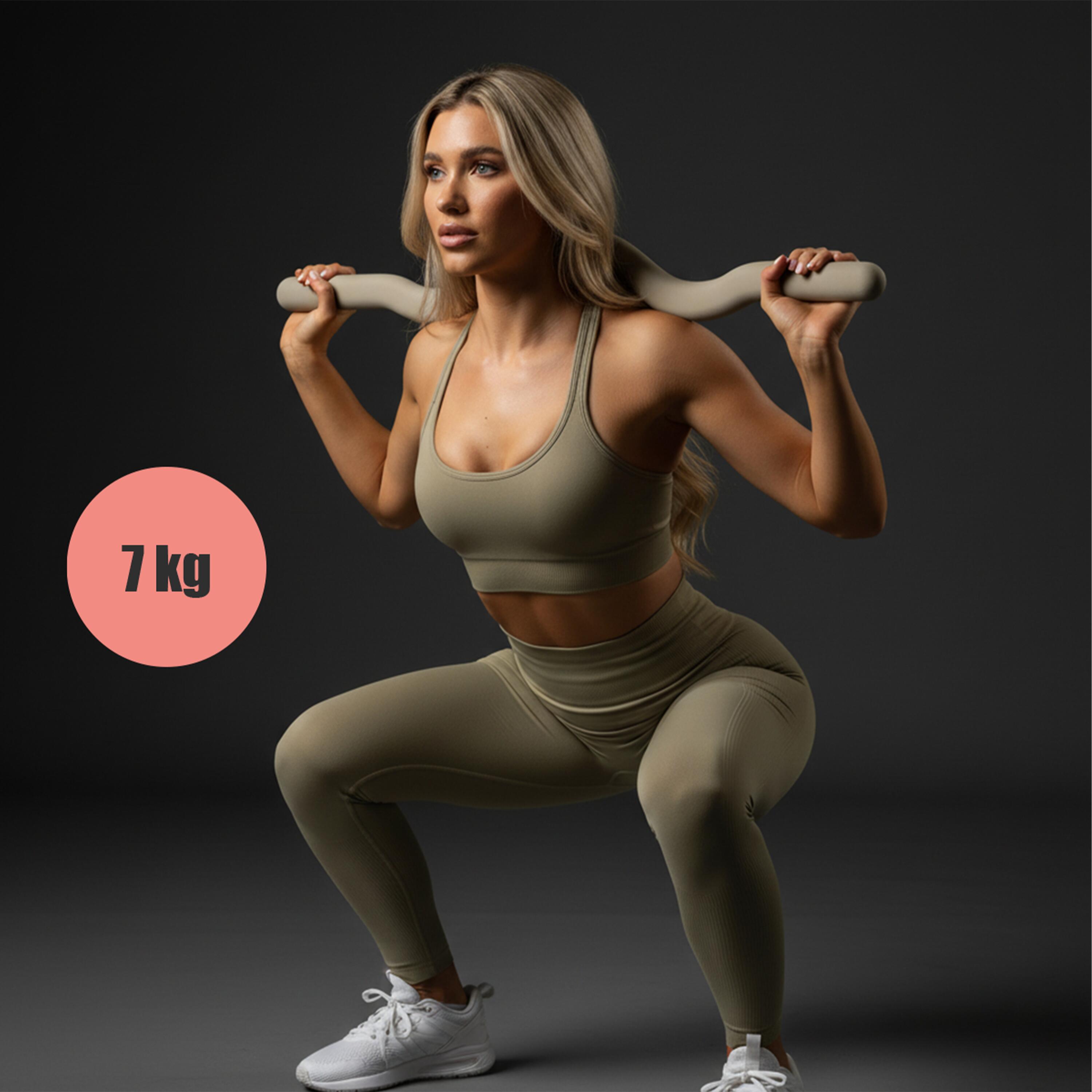 SZTANGA OBCIĄŻENIOWA ŁAMANA SILIKONOWA DO ĆWICZEŃ FITNESS PILATES 6.8 KG 6/7