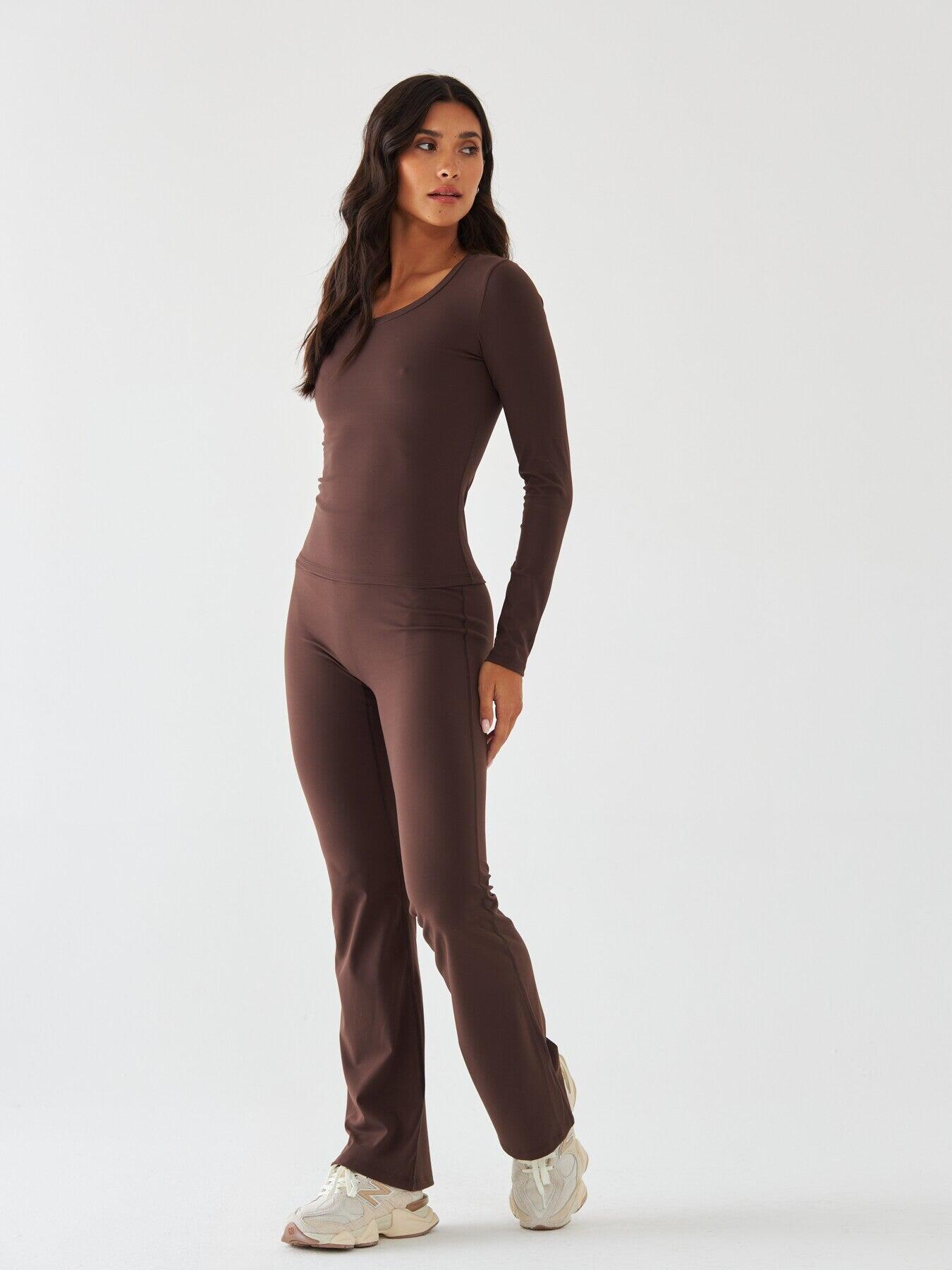 Braune Flrared Leggings – Morning Dew 6/7