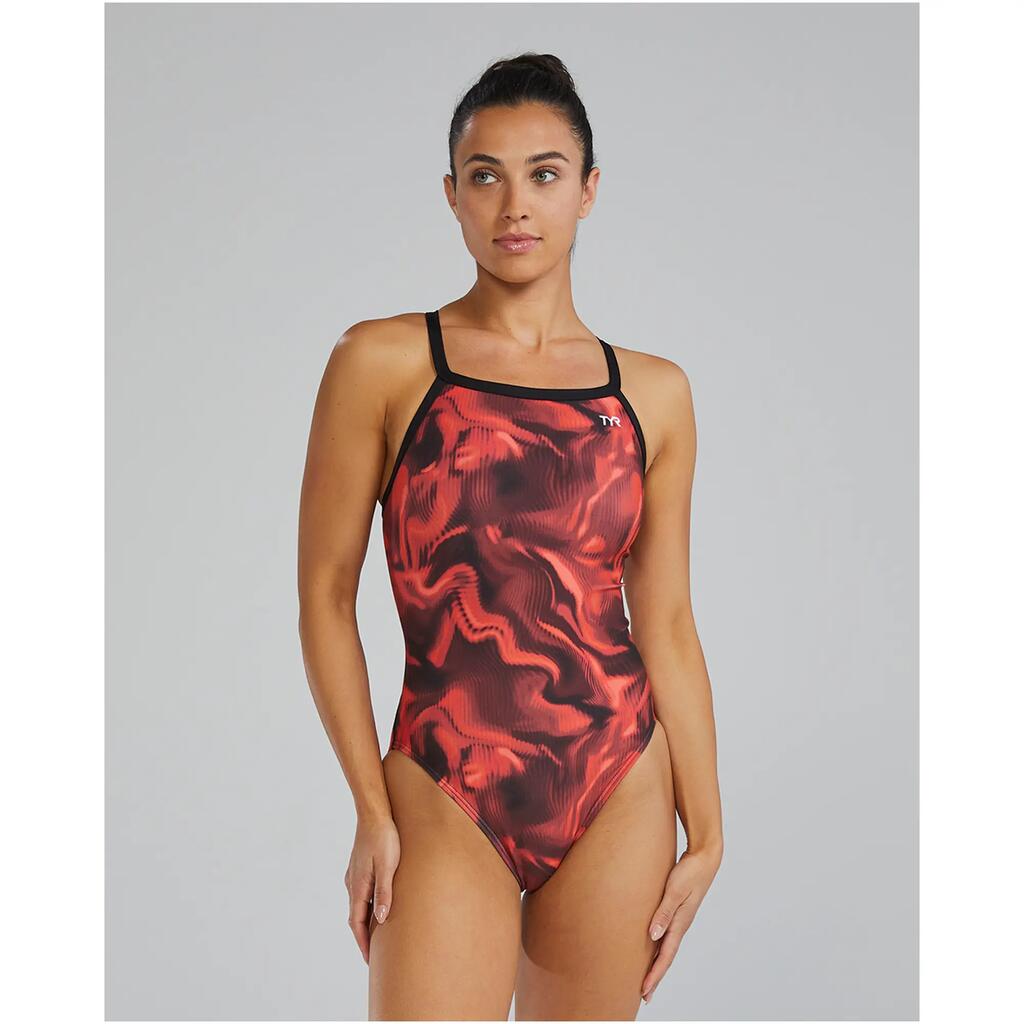 TYR Durafast Elite Women's Diamondfit Swimsuit Waveform Red - UK 32