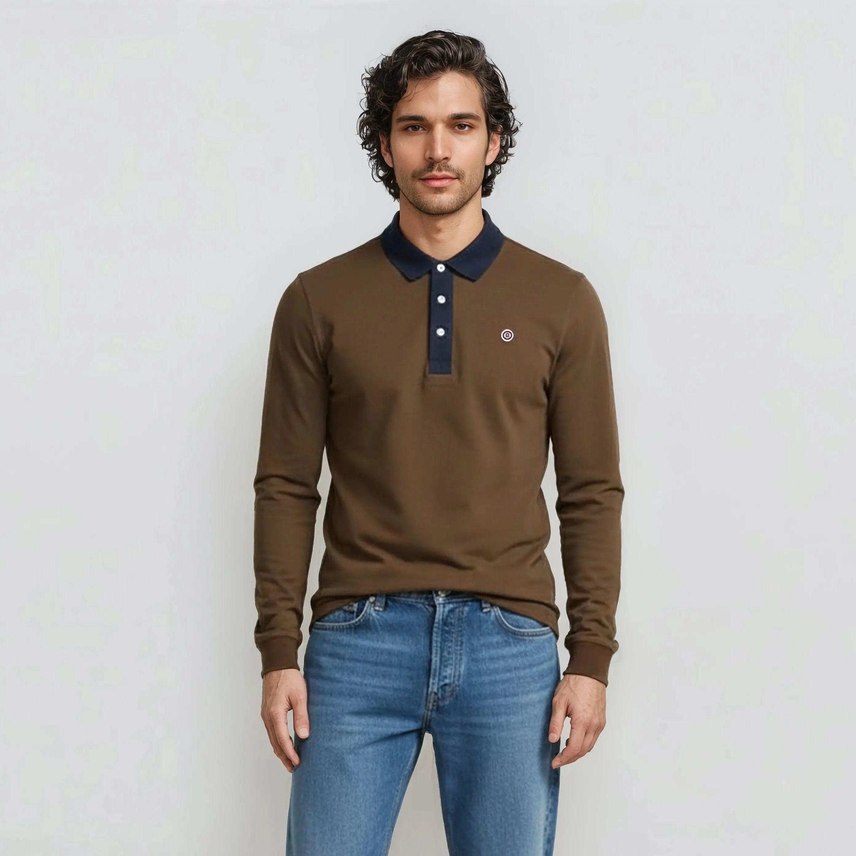 Polo in cotone a maniche lunghe 2/3