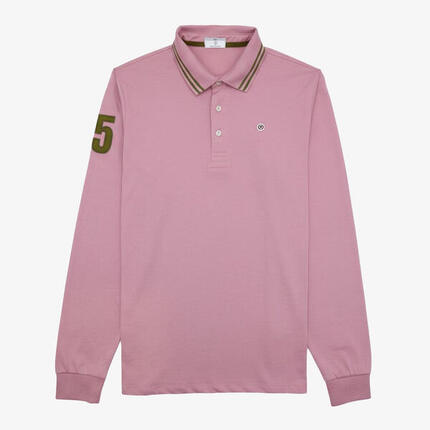 Polo manches longues 15 en coton rose Lounes