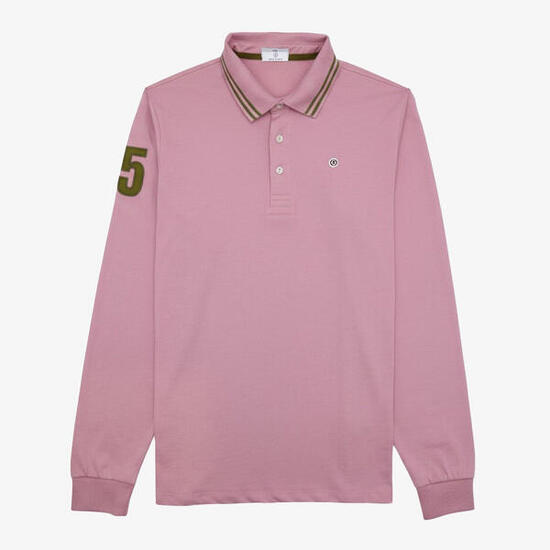 Polo manches longues 15 en coton rose Lounes