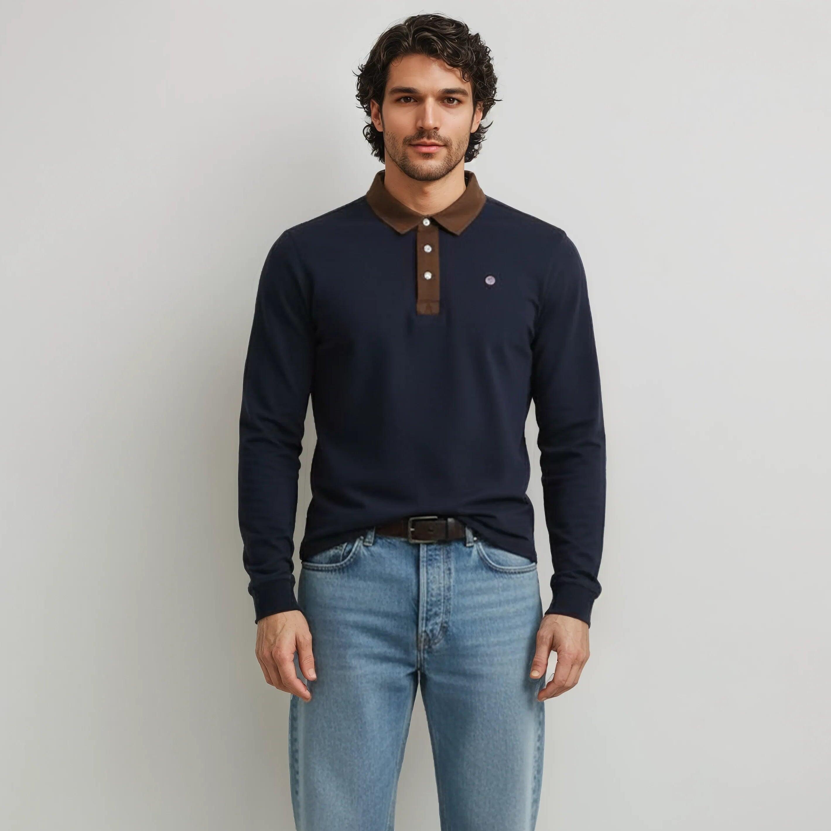 Polo in cotone a maniche lunghe 2/3