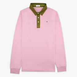 Polo manches longues en coton jersey rose