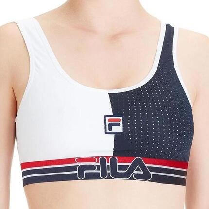 Sujetador Deportivo Fila Blanco/Azul Marino para Mujer